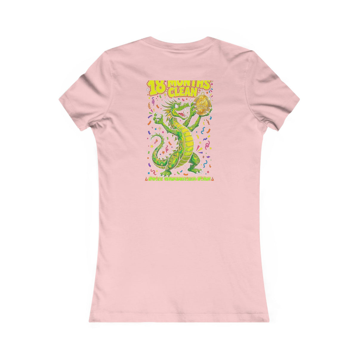 18 Months Clean. Still Breathing Fire. — Dragon Tee - Back Edition - Women's Pink