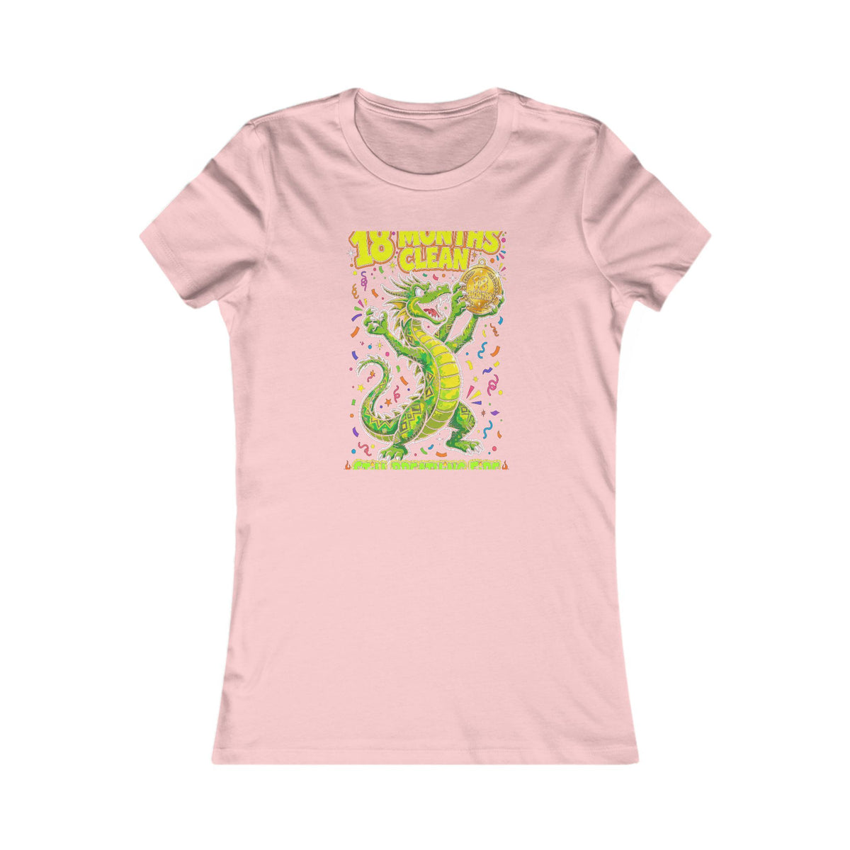 18 Months Clean. Still Breathing Fire. — Dragon Tee - Women's Pink